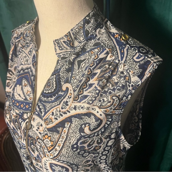 PerSeption Concept Paisley Half Zip Tank Top Blouse EUC - Picture 3 of 9